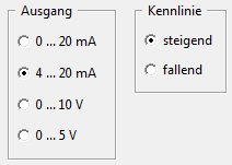 Ausgang und Kennlinie einstellen
