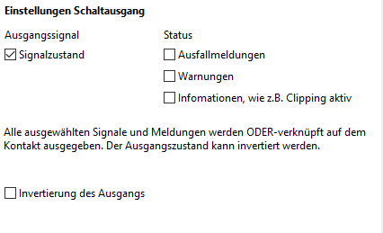 Einstellungen des Schaltausgangs